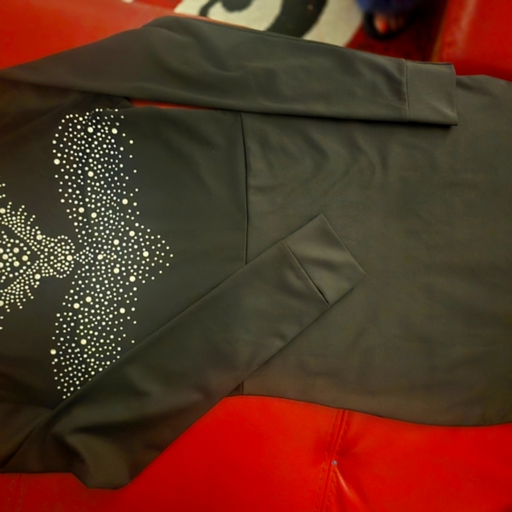 Black Mini Dress with Rhinestone Bow Design - Picture 3 of 6